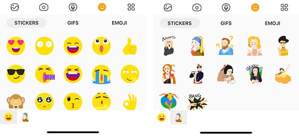 picture with stickers, gifs and emojis display.